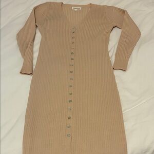 Heartloom Beige Long Sleeve Ribbed Dress